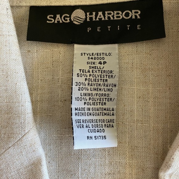 Vintage Sag Harbor Cream Linen-Blend Blazer Women’s 4P - Picture 3 of 12